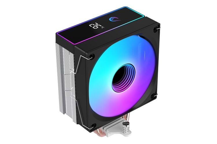 Rampage OCTAGON B70 Siyah 63CFM 12cm ARGB Sıcaklık Göstergeli AM5/LGA1700 Uyumlu Hava Soğutmalı CPU Fan