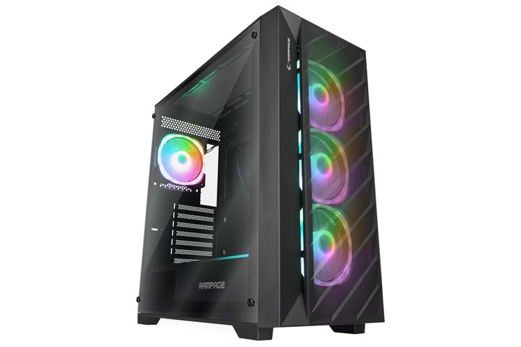 Rampage PRIME Mesh+Temperli Cam 4*ARGB Fan+Hub E-ATX Mid-T Gaming Oyuncu Kasası