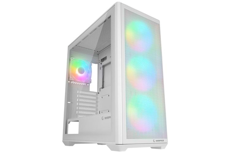 Rampage VORTEX V3 Beyaz Mesh Temperli Cam 4*RGB Fan + Hub E-ATX Gaming Oyuncu Kasası