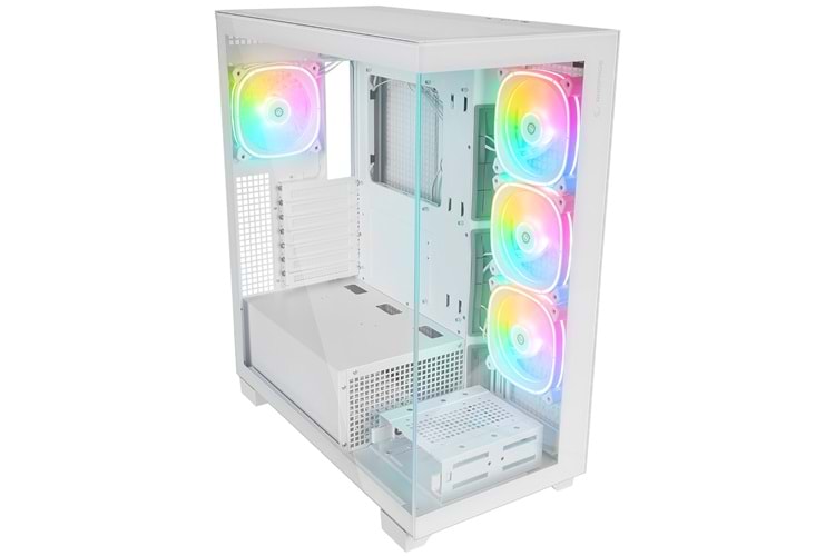 Rampage HYDRA V1 WHITE Type-C+USB3.0+USB2.0 4*ARGB Fan+Hub E-ATX Exclusive Gaming Oyuncu Kasası