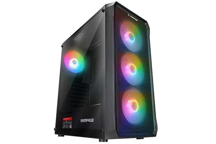 Rampage COMPACT 750W 80+ BRONZE Siyah 4*RGB Auto Fan E-ATX Mid-T Gaming Oyuncu Kasası