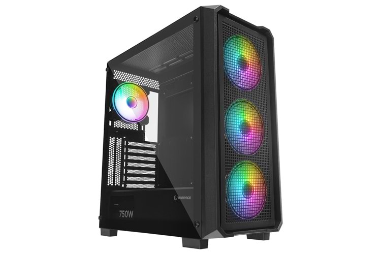 Rampage X-CHAIN Temper Camlı 750W 80 Plus Bronze 4 Adet RGB Fanlı Gaming Oyuncu Kasası