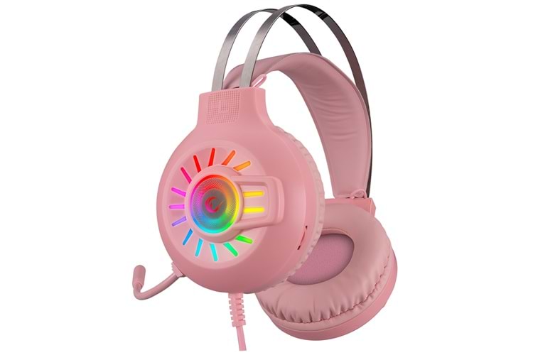 Rampage RM-K44 ZENGIBAR Pembe 7.1 Surround RGB Işık Efekti Mikrofonlu Oyuncu Kulaklığı