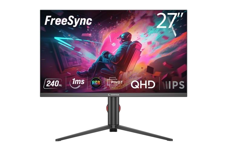 Rampage RIPPER RM27F240Q 27 240Hz 1ms Fast IPS QHD Freesync RGB Pivot PC Flat Oyuncu Monitörü