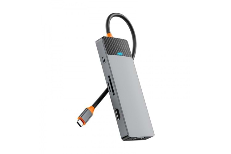 Wiwu A921HV 9'u 1 arada Type-C Hub Çoklu Port Dönüştürücü, USB+PD+USB-C+Kart Okuyucu Yuvaları+VGA+HD Çıkışı