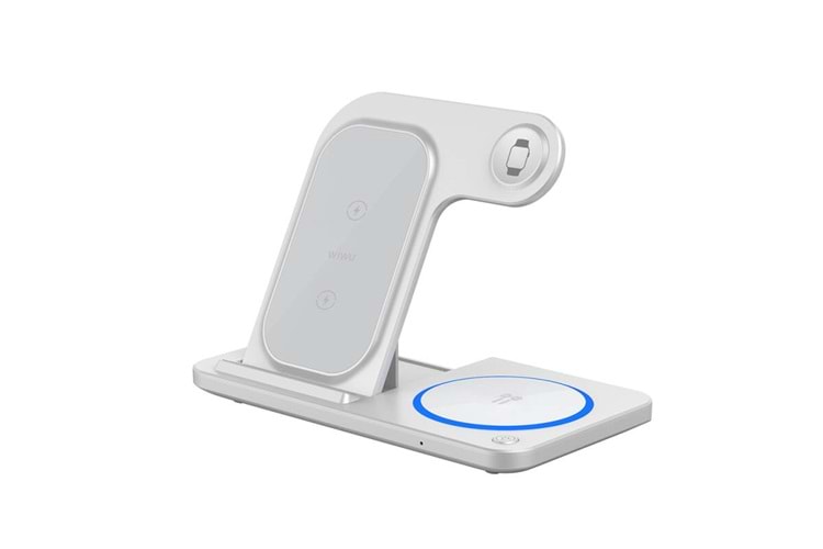 Wiwu Wi-W020 3in1 Katlanabilir Hızlı Şarj Özellikli Magnetik Kablosuz Şarj Standı