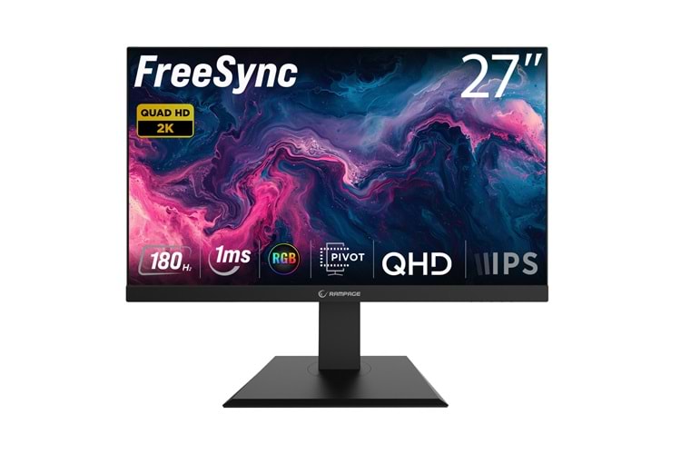 Rampage MIRACLE MC27RQ180 27 180Hz 1ms Fast IPS QHD 2K HDR Freesync Pivot PC Flat Oyuncu Monitörü