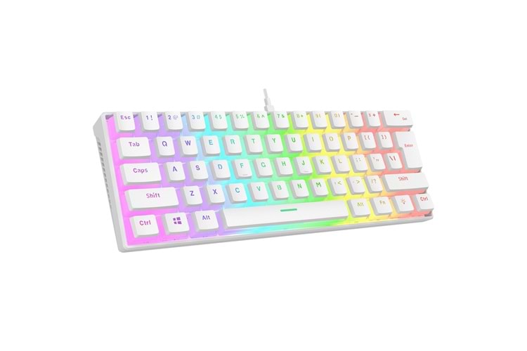 Rampage RADIANT K11 Beyaz Type-C Bağlantılı RGB Puding Tuşlu Blue Switch US Gaming Oyuncu Klavye