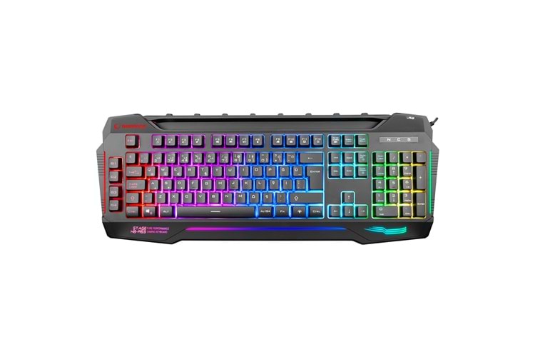 Rampage KB-R63 STAGE Siyah 4 Makro Fonksiyon Sese Duyarlı Işıklı RGB Q USB +Ses Mik Çıkışlı Oyuncu Klavyesi