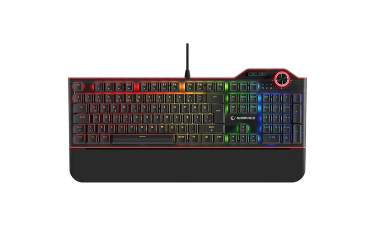 Rampage Hydra R6 Full Color RGB LED Gaming Pro Red Switch Q Aluminyum Kaplama Multimedia Mekanik Klavye