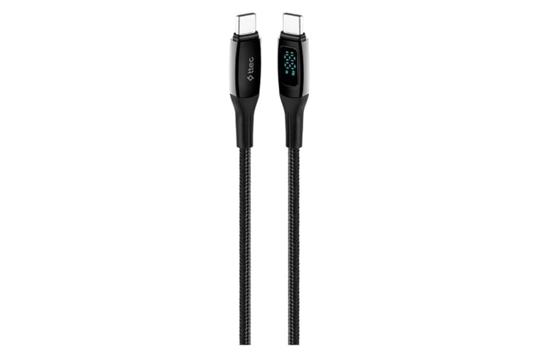 Ttec 2DK57S AlumiCable LCD USB-C - USB-C 100W PD/QC Hızlı Şarj & Data Kablosu 150cm Siyah