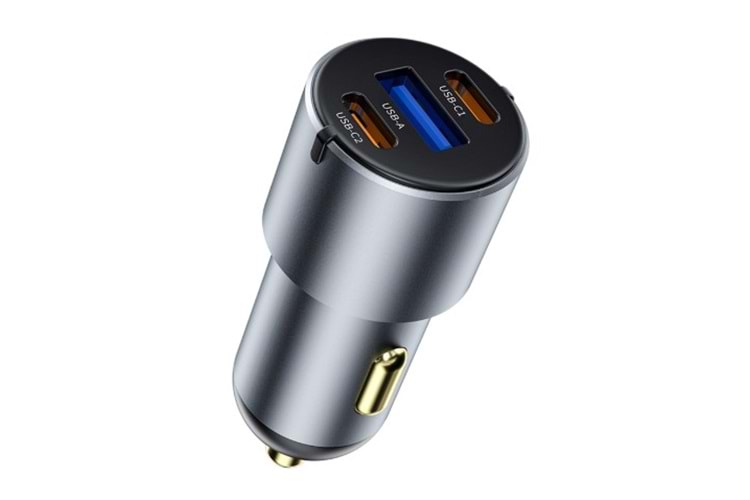 Wiwu Wi-CC032 Nano Pro Dual Type-C + USB-A 60W Hızlı Araç Şarj Aleti