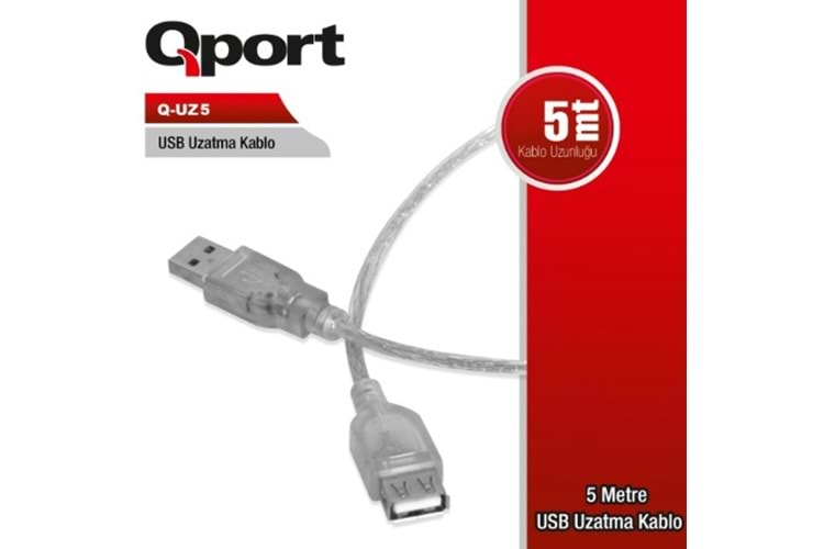 Qport Q-UZ5 5 m USB 2.0 Uzatma Kablosu
