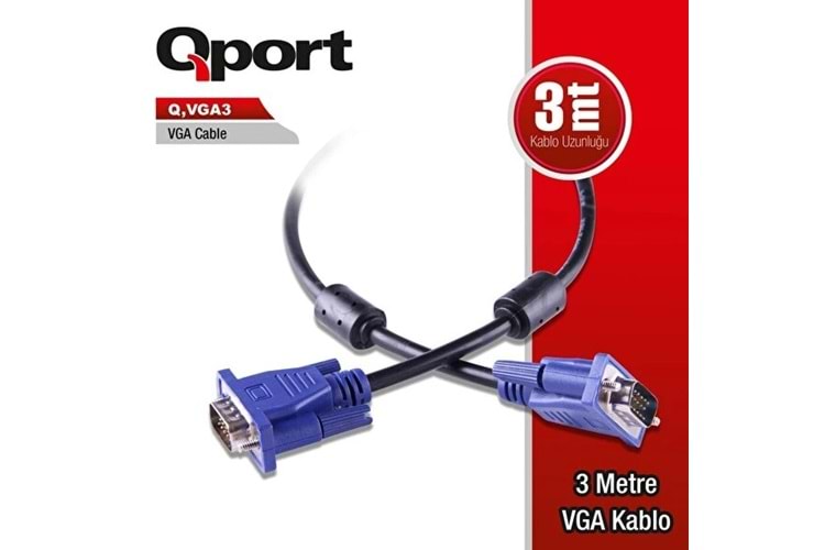 Qport Q-VGA3 3 m VGA Kablo