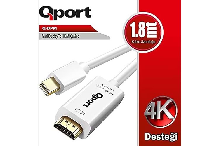 Qport Mini Display Port to HDMI Cable 1.8m