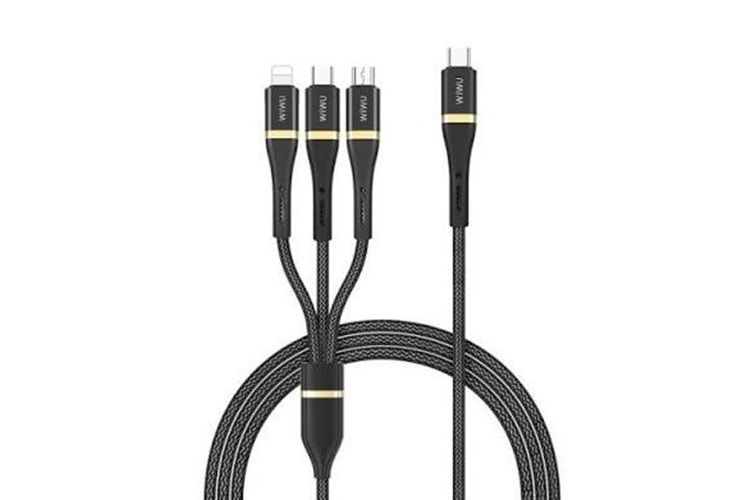 Wiwu Elite Data Cable Lightning + Type-C + Micro 1.2 Metre - Siyah
