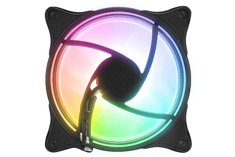 Rampage GLARE F50 38CFM 1200RPM 12cm Rainbow 3P+4P Molex Soketli Siyah Kasa Fanı