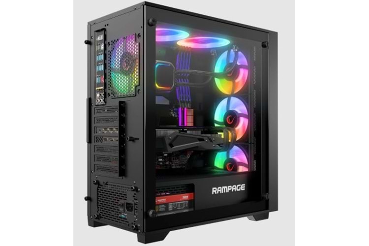 Rampage VOYAGER 750W 80+ BRONZE Siyah 4*RGB Auto Fan ATX Mid-T Gaming Oyuncu Kasası
