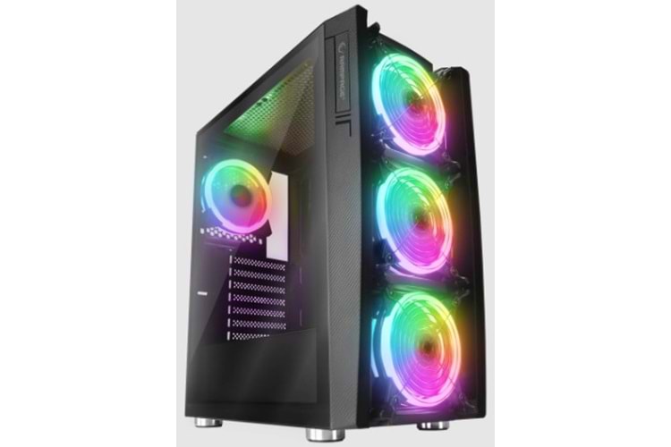 Rampage HACKER 650W 80+ BRONZE Siyah 4*RGB Auto Fan ATX Mid-T Gaming Oyuncu Kasası