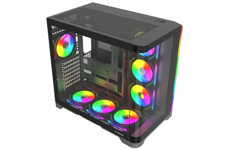 Rampage LYRON Kumandalı 7*12cm ARGB Fan+Kontrolcü PWM Fanlı ATX/M-ATX Siyah Oyuncu Kasası
