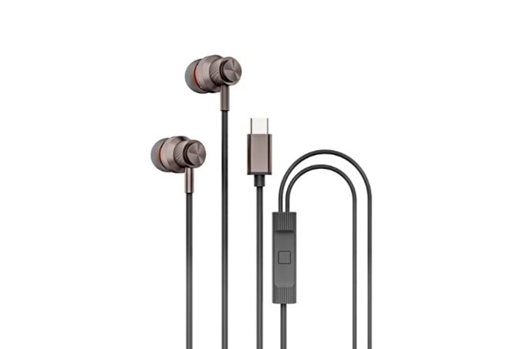 Hytech HY-XBK56 TypeC Telefon Uyumlu Metal Siyah Kulak İçi Mikrofonlu Kulaklık