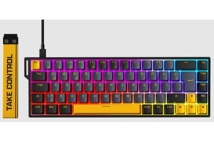 Rampage Kaisel Siyah/Gri/Sarı Hot Swap 8000 Hz Gasket Manyetik RGB Rapid Trigger 128K Scan Rate Q PBT Keycap Analog Klavye