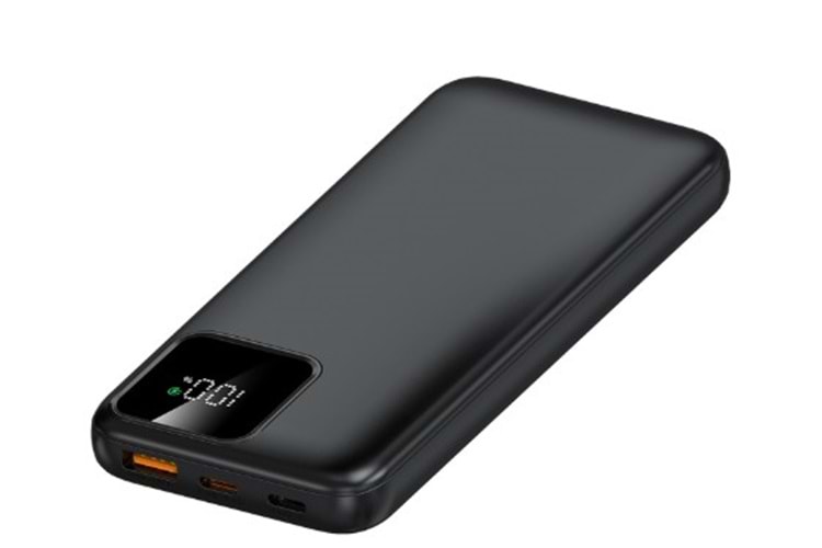 S-link IP-G16L 10000mAh PD20W Type-C+Lightning Kablolu Siyah LCD Taşınabilir Pil Şarj Cihazı Powerbank