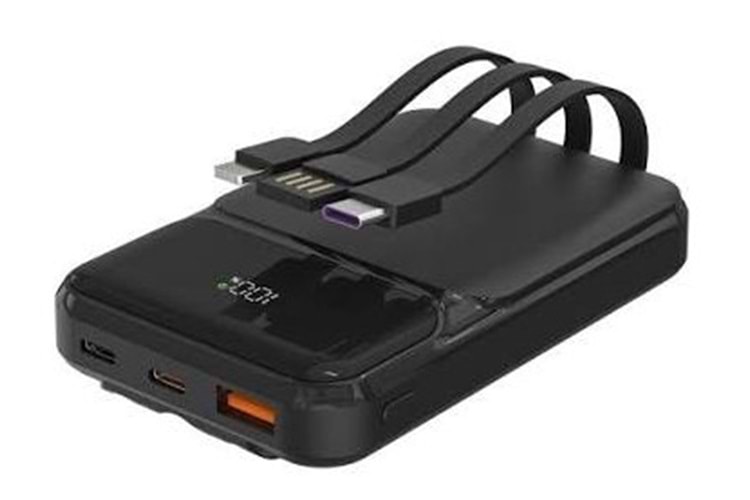 S-link P104 10000mAh PRM Dahili Kablolu HSC22.5W+PD20W Siyah LCD Taşınabilir Pil Şarj Cihazı Powerbank