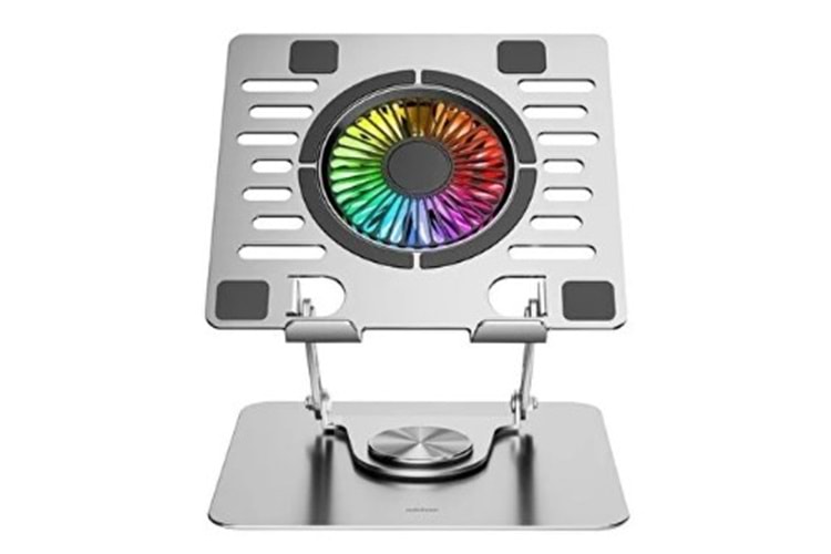 Addison AD-RC35 360 Derece Dönebilen Fanlı RGB Işıklı Ayarlanabilir Metal Laptop Stand