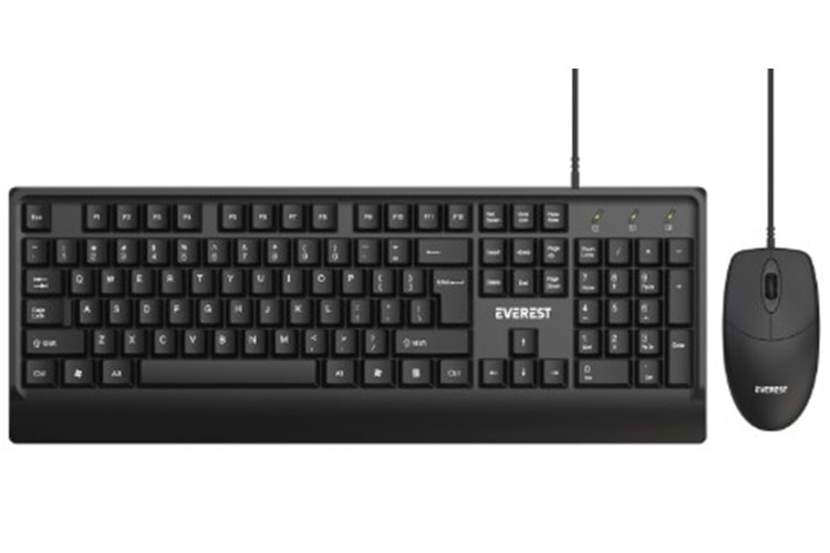 Everest KM-619 Siyah Usb US Layout English Standart Klavye + Mouse Set