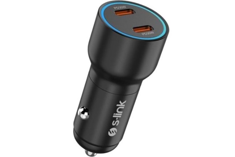 S-Link SL-AC60 60W PD 3.0 Çift USB-C Araç Şarj Cihazı - Siyah