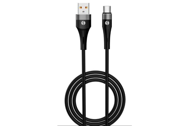 S-link SL-BCC18 15W 1.2m USB to Type-C PD Silikon Siyah Hızlı Şarj Kablosu