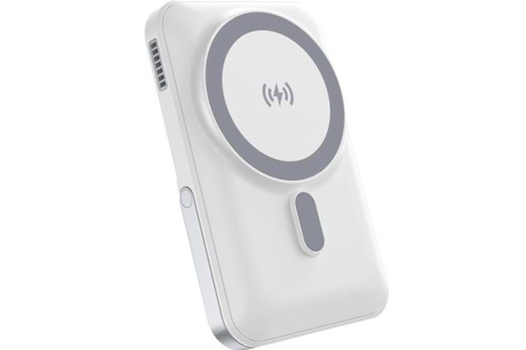 S-link MG300 10000mAh PD20W Magsafe 15W Kablosuz Type-C Beyaz Taşınabilir Metal Şarj Cihazı Powerbank