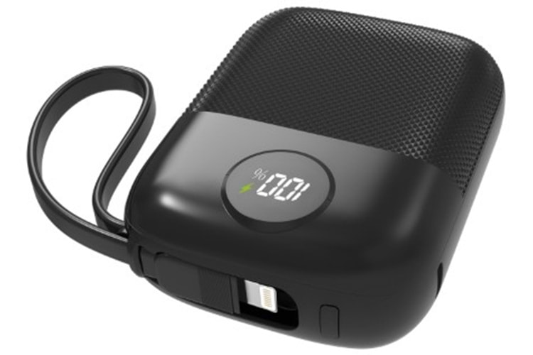 S-link MP110 10000mAh PD22.5W Type-C+Lightning Kablolu Siyah LCD Taşınabilir Pil Şarj Cihazı Powerbank
