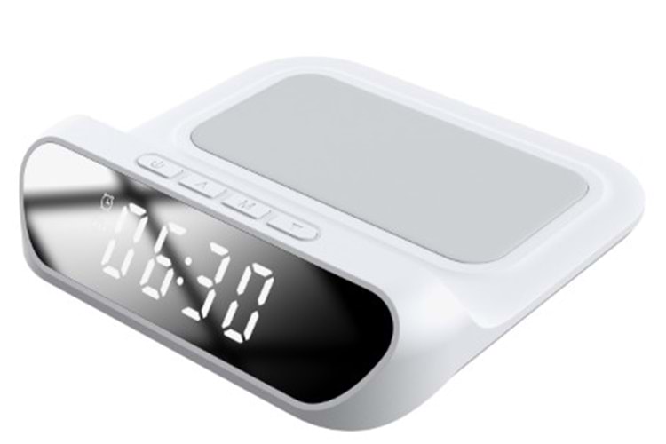 S-link SL-CW18 Beyaz Telefon Uyumlu 15W LCD Ekran Double Alarmli Kablosuz Şarj Cihazı