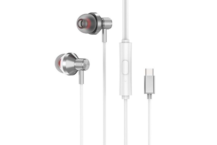 S-link SL-TPK03 TypeC Telefon Uyumlu Metal Beyaz Kulak İçi Mikrofonlu Kulaklık
