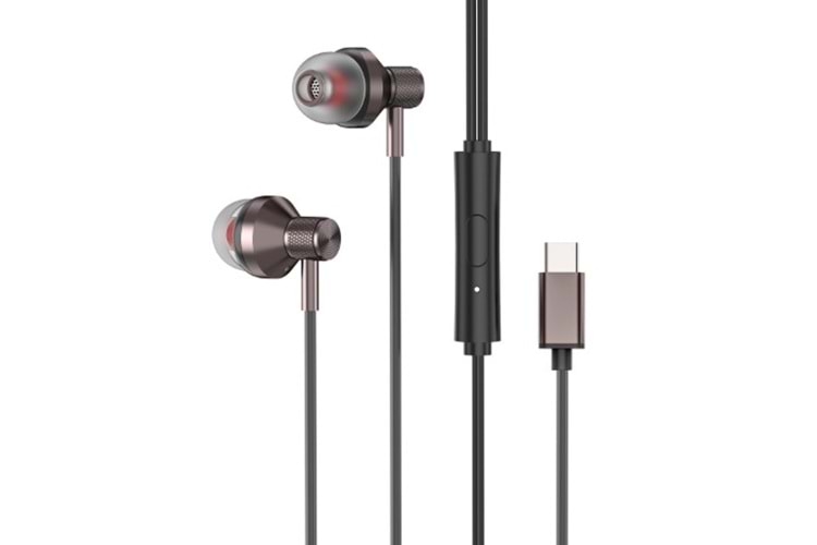 S-link SL-TPK03 TypeC Telefon Uyumlu Metal Siyah Kulak İçi Mikrofonlu Kulaklık