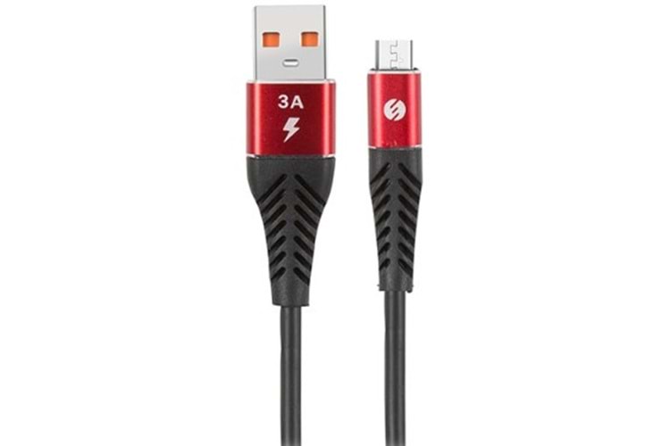 S-link Swapp SW-C565 1.2M 3A Micro Usb Kırmızı/Siyah Şarj Kablosu