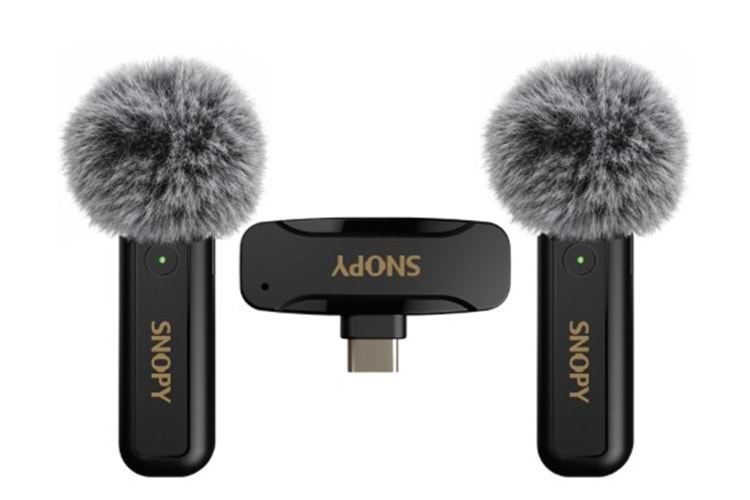 Snopy SN-MW80 Siyah 2 Mikrofonlu Kablosuz Type-c Yaka Mikrofonu