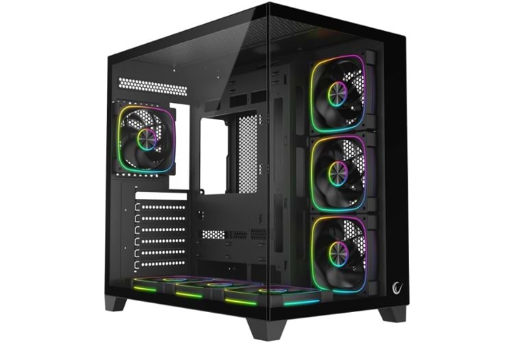 Rampage SEALITE Siyah Temperli Camlı ATX/M-ATX 7x12cm ARGB Pwm Fan+Kumanda Akvaryum Oyuncu Kasası