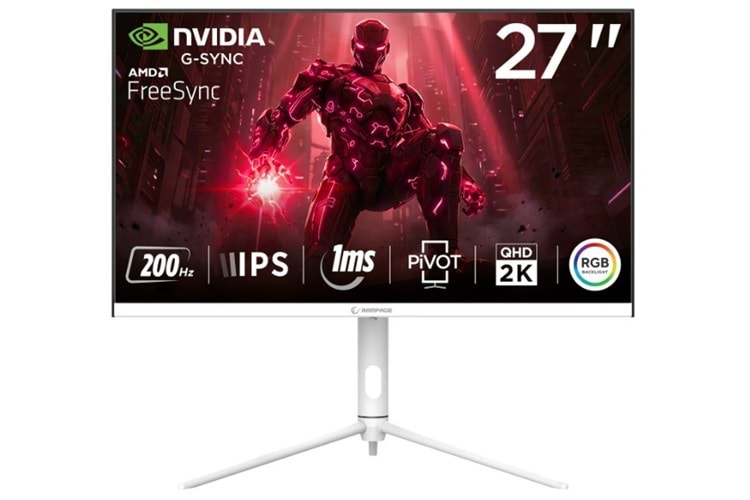 Rampage Glacier GL27R200Q 27 200Hz 1ms Fast IPS QHD 2K AdaptiveSync RGB Pivot Beyaz Flat Oyuncu Monitörü