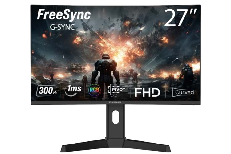 Rampage Drop DR27C300F 27 300Hz 1ms Fast VA FHD Freesync/Gsync Pivot R1500 Curved Oyuncu Monitörü