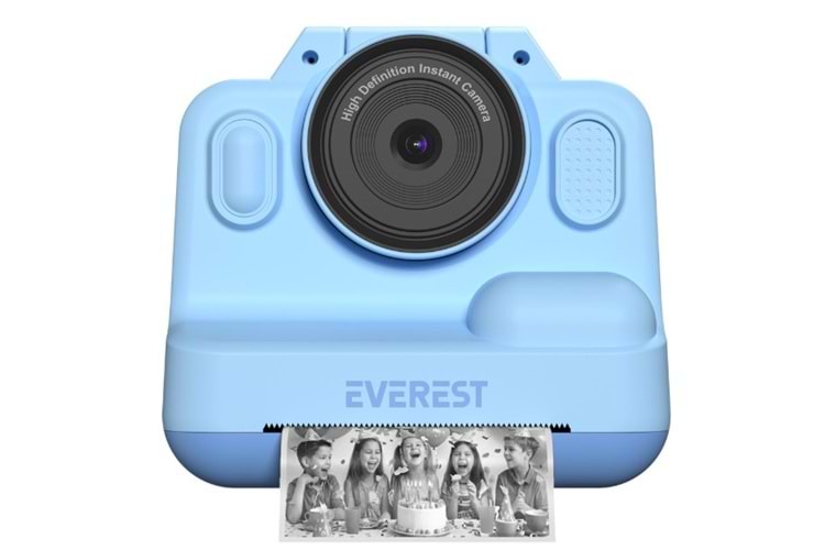 Everest EV-8093 Mavi 1080P Full HD 1300mAh Şarjlı Müzik Anında Baskı Yapabilen Dijital Çocuk Kamerası