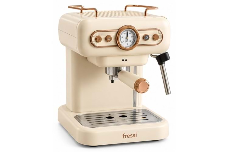 Fressi Espresso Latte Cappuccino Kahve Makinesi Süt Köpürtücülü 20bar Basınçlı 1,2lt Em-01 Ristretto - Krem