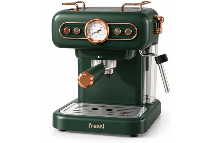 Fressi Espresso Latte Cappuccino Kahve Makinesi Süt Köpürtücülü 20bar Basınçlı 1,2lt Em-01 Ristretto - Yeşil