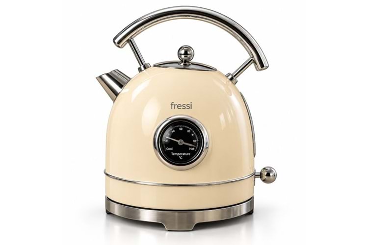 Fressi FR-KT06 Magnoli 1,8L Isı Göstergeli Retro Krem Kettle Kablosuz Su Isıtıcısı