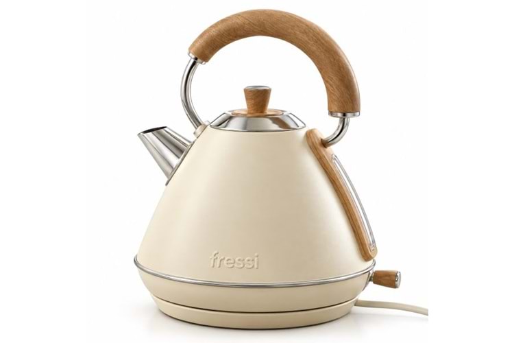Fressi FR-KT07 Mavera 1,7L Ahşap Kulp Detaylı Krem Kettle Kablosuz Su Isıtıcısı