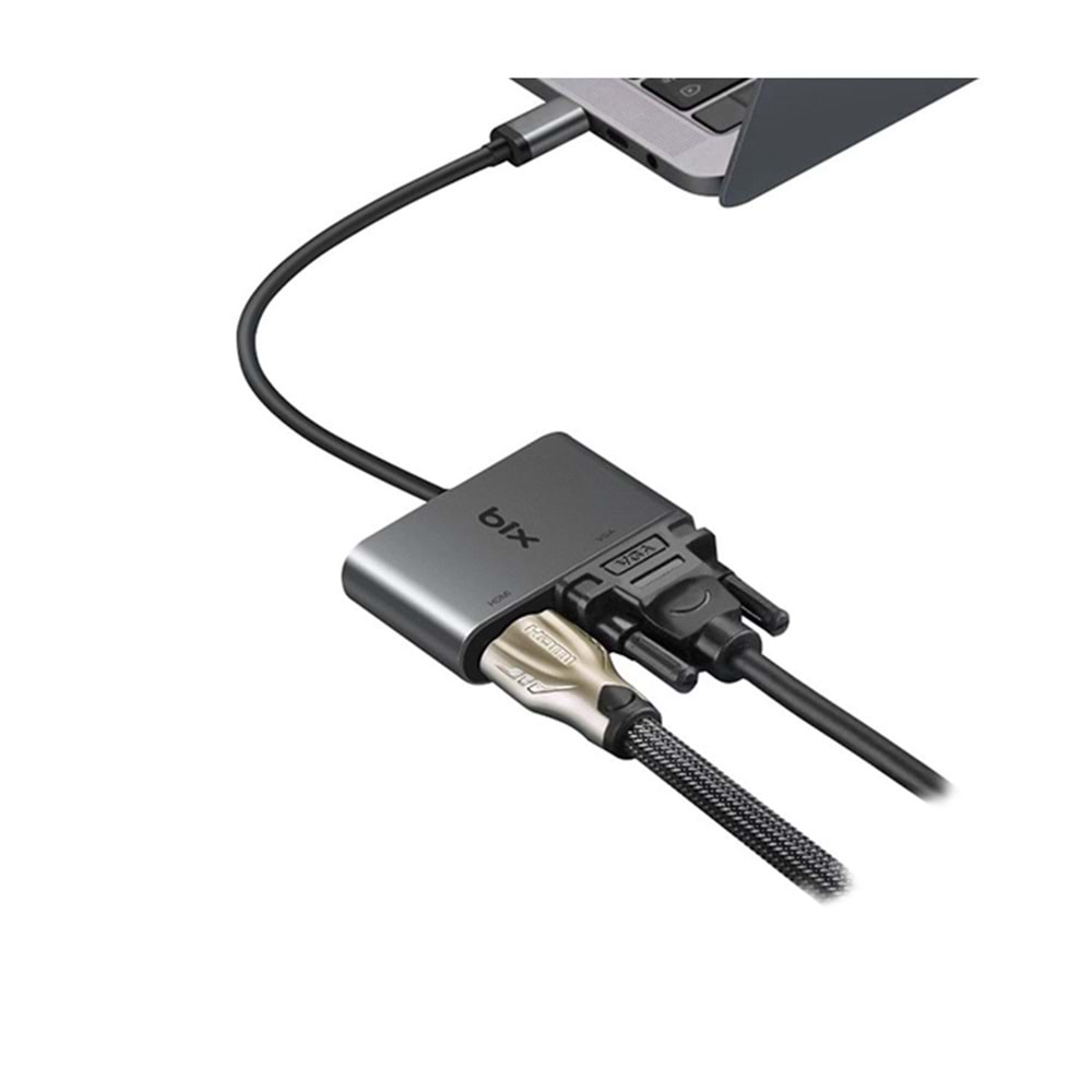 Bix BX14HB Type-C 3.1 HDMI & VGA Dönüştürücü Adaptör