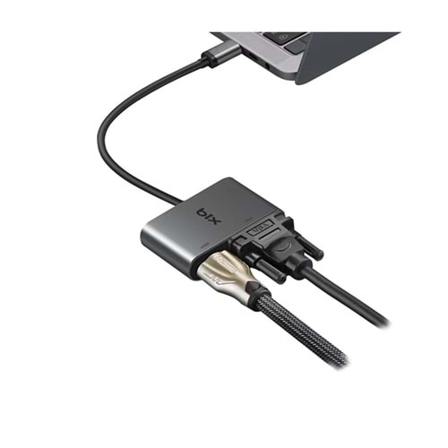 Bix BX14HB Type-C 3.1 HDMI & VGA Dönüştürücü Adaptör