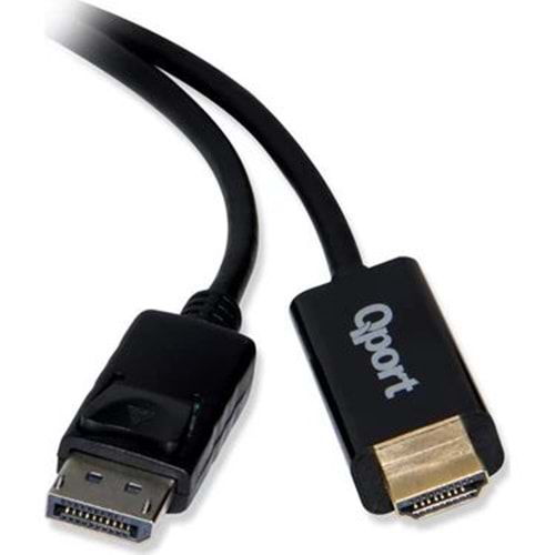 Qport (Q-Dph) Display Port To HDMI Çevirici 1.8m Kablo